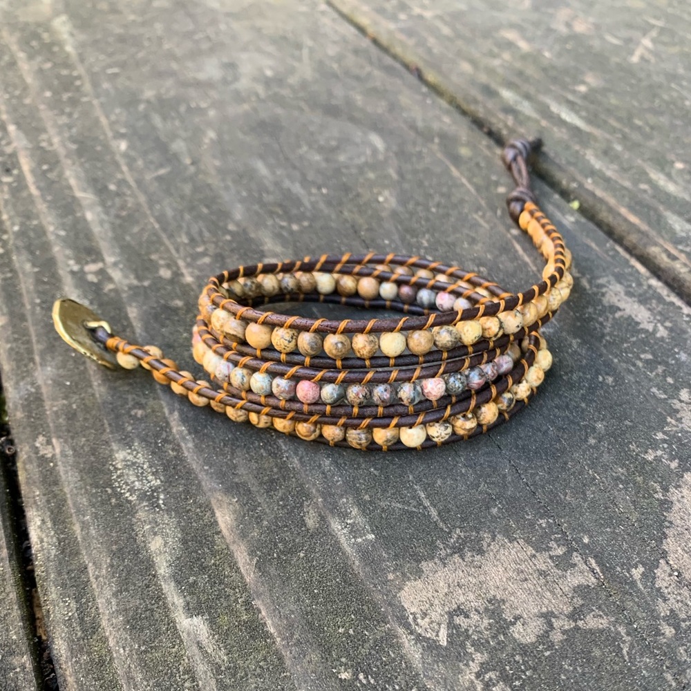 Triple wrap gemstone bracelet